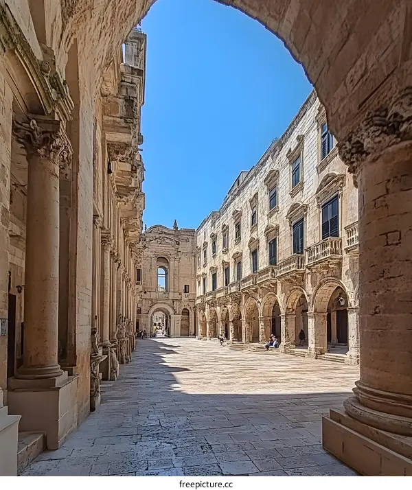 Ancient Stone Archway Leading to Historic Italian Courtyard