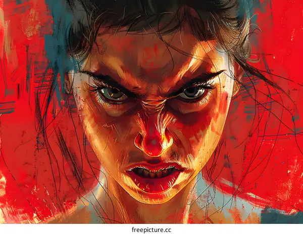 Close-up portrait of an angry looking woman