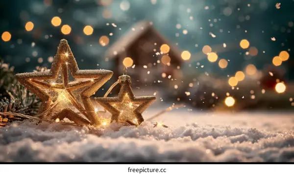 Christmas Still Life with Ornaments and Lights