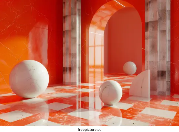 Red and White Geometric Space