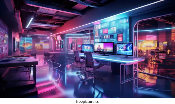 futuristic news studio