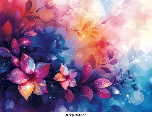 Blossoming Flowers and Leaves