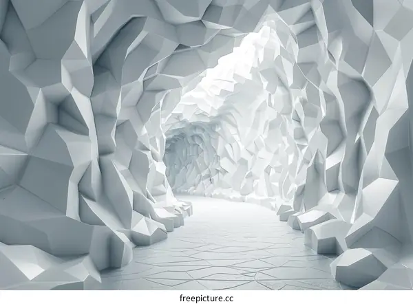 Futuristic Ice Cave Tunnel CGI Illustration