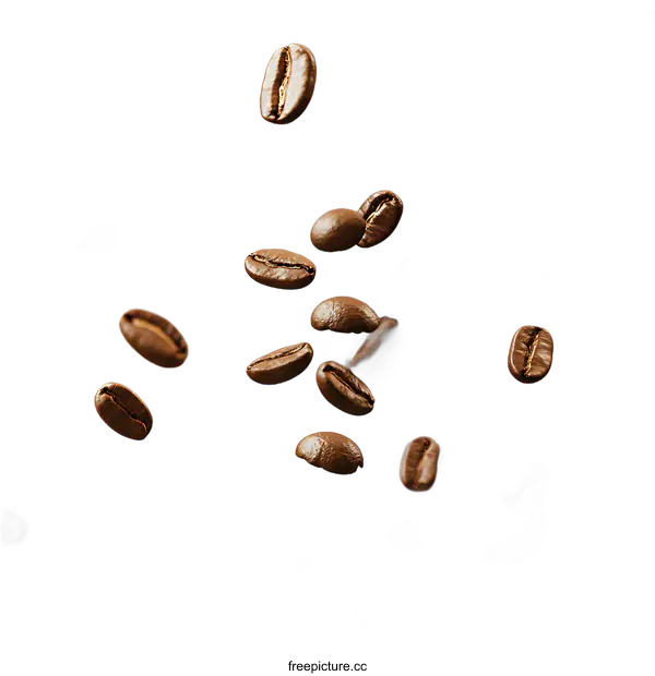 [Transparent Background PNG]Coffee Beans Falling on transparent background
