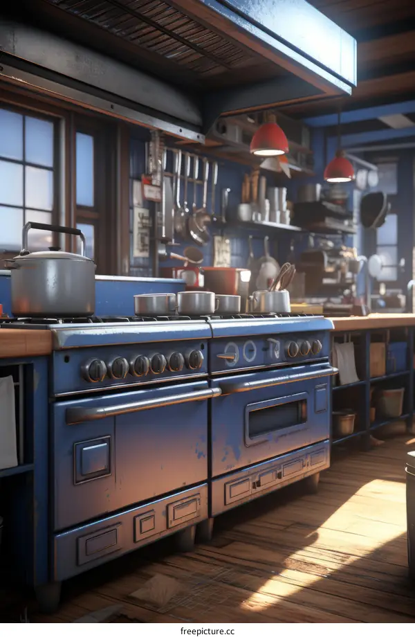 Charming Vintage Kitchen with Blue Accents