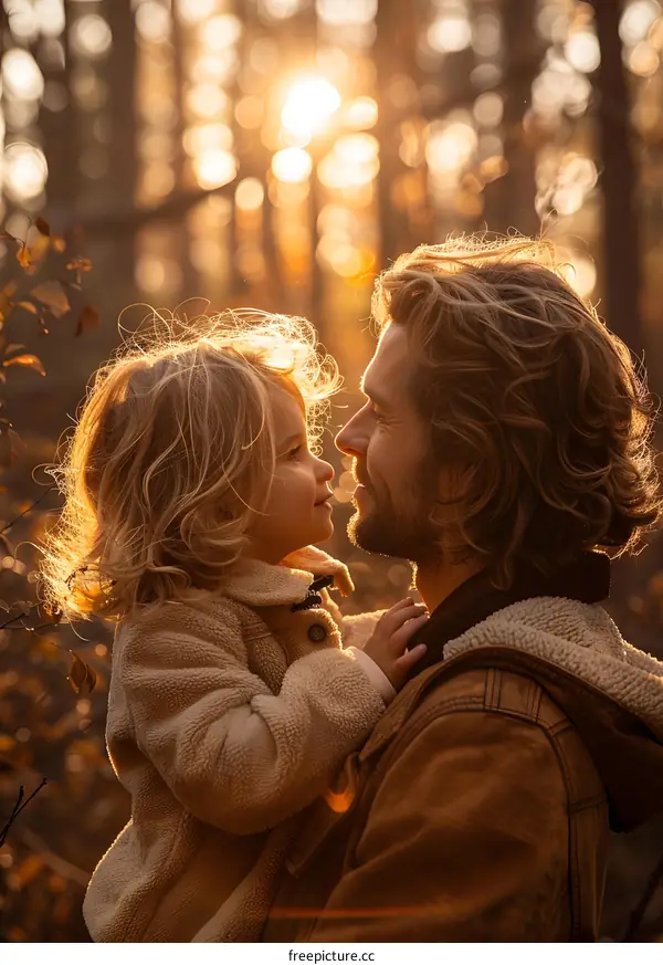 Father and Daughter Sharing a Moment of Love in the Forest