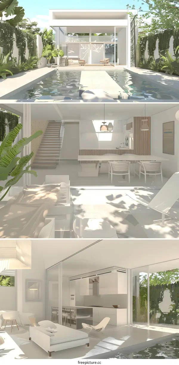 Modern Minimalist Home Interior Design With Pool