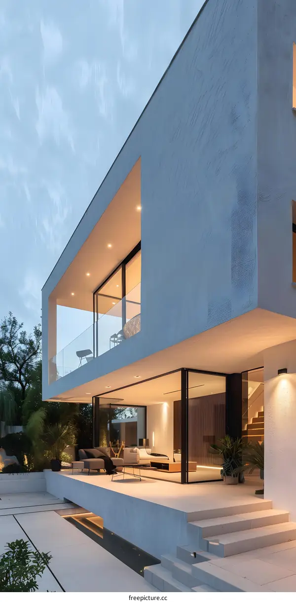 Modern Minimalist House with a Patio and a Pool