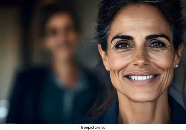 Portrait of a Smiling Middle Aged Woman in a Business Suit