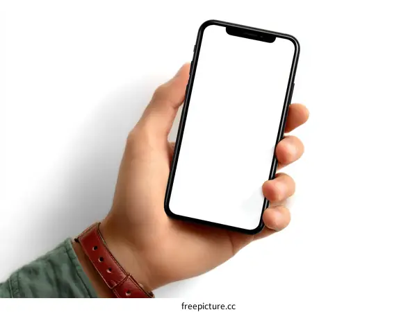Hand Holding a Blank Smartphone Display