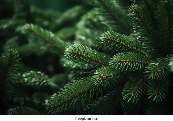 Close-Up of Fir Tree Branch with Green Needles