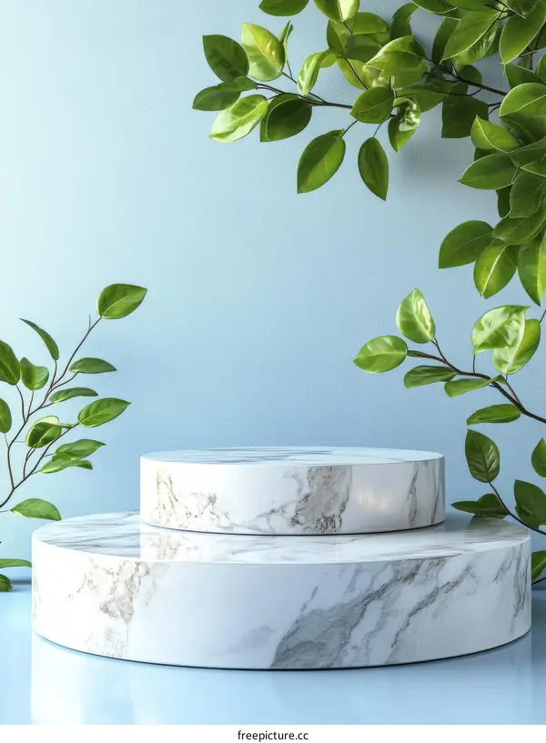 Elegant Marble Display Stand with Greenery