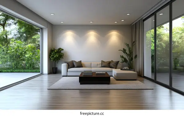 Modern Living Room with Large Windows