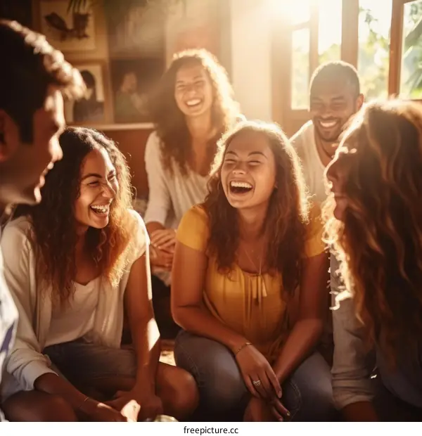 A group of diverse friends laughing and enjoying each other's company