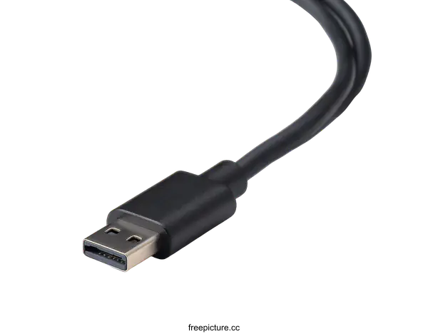 [Transparent Background PNG]Black USB-C Cable Close-up