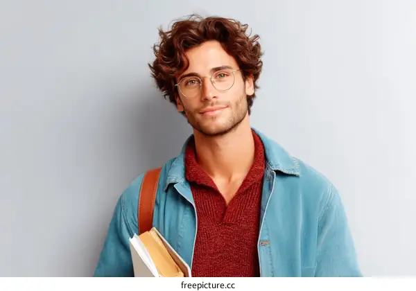 Young Male Student with Books