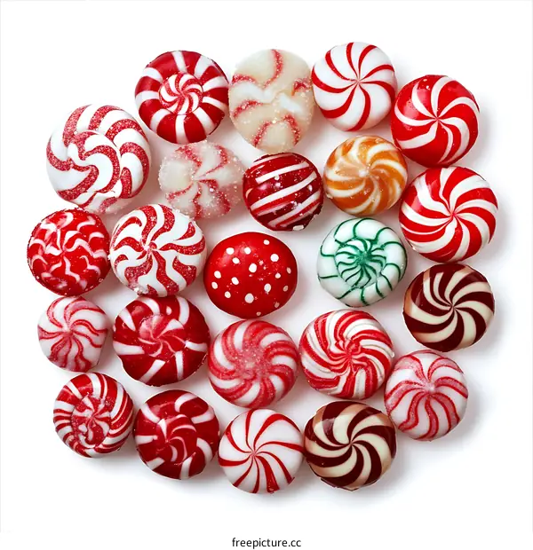 Colorful Round Candies on White Background
