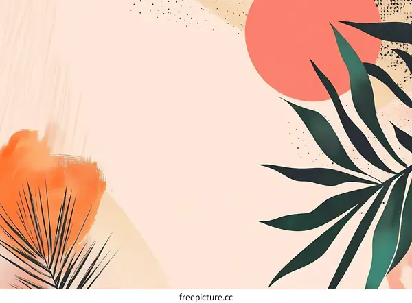 Abstract Tropical Leaves Minimalist Illustration