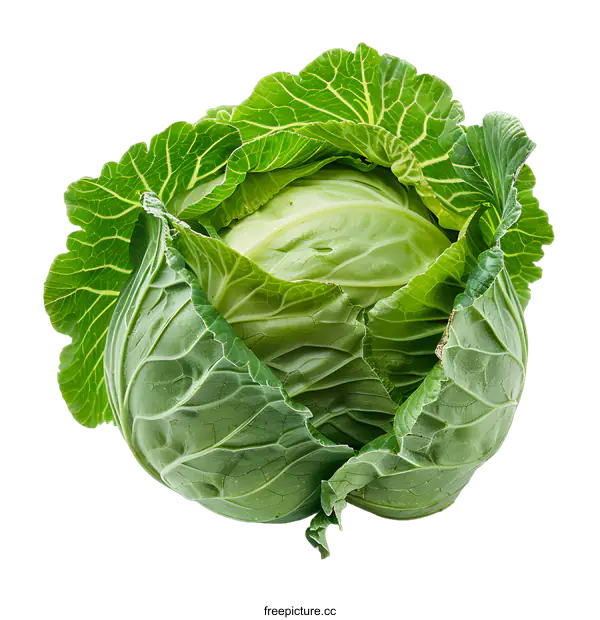 [Transparent Background PNG]Fresh green cabbage isolated on white background