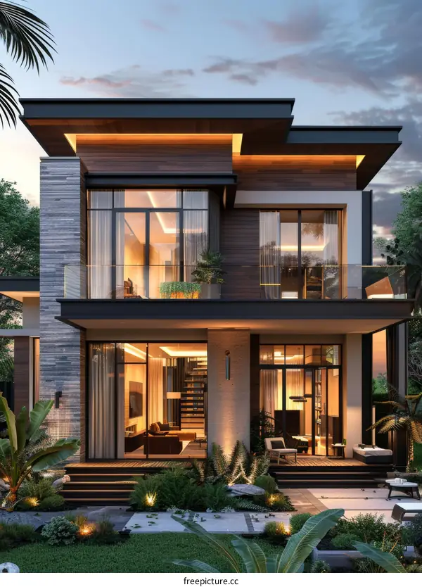 Palm Trees Frame a Modern Residence