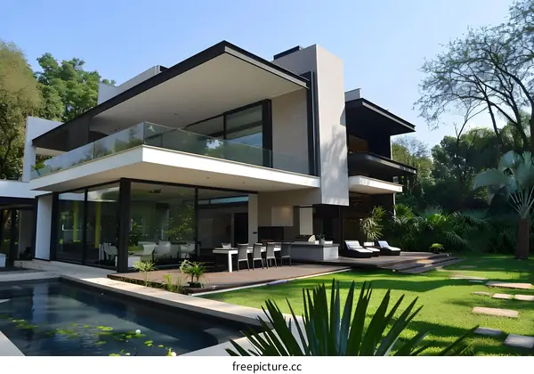 Modern Luxury Home With Swimming Pool And Patio