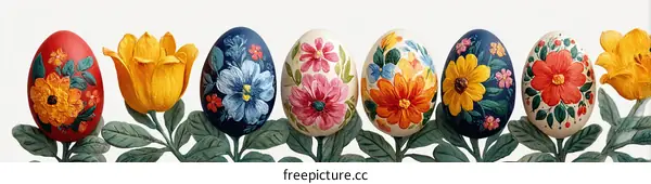 Colorful Easter Eggs with Floral Designs
