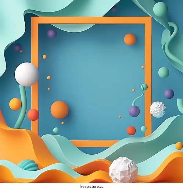 Abstract 3D Background with Geometric Shapes and Frame