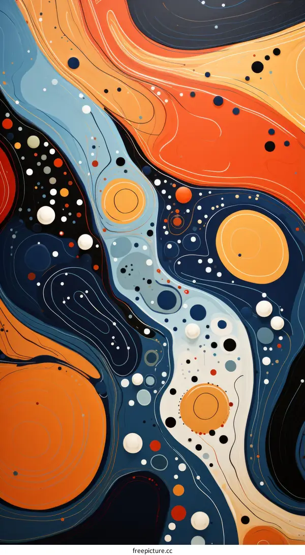 Abstract Painting with Organic Shapes and Flowing Lines
