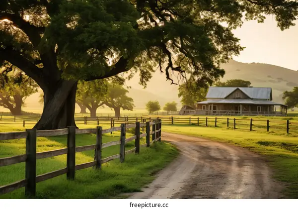 Rural Roadside Ranch Fenced Pasture