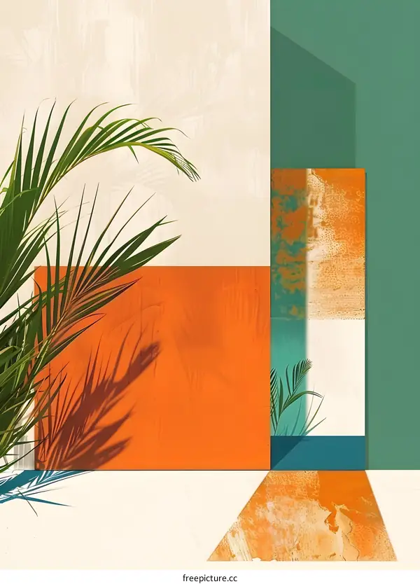 Abstract Minimalist Tropical Palm Leaf Wall Art