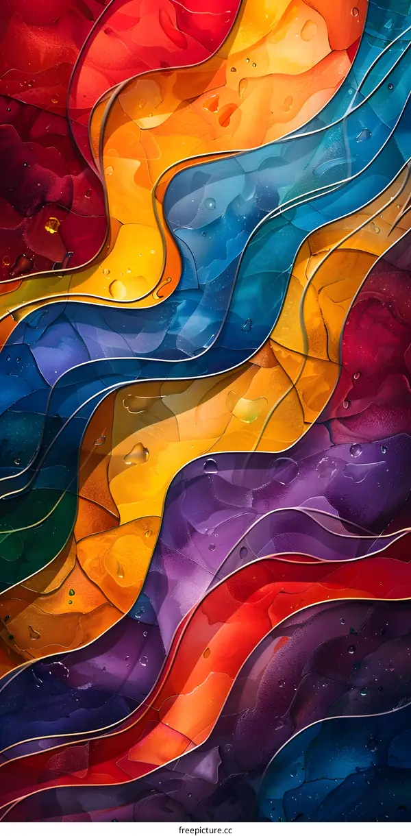 colorful abstract waves painting