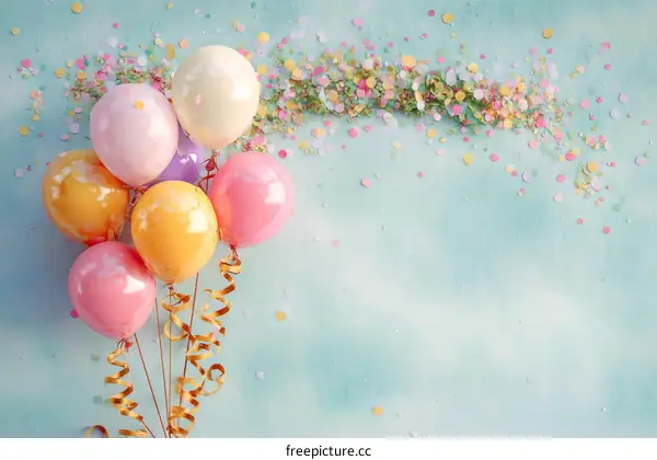 Colorful Balloons and Confetti Celebration Background