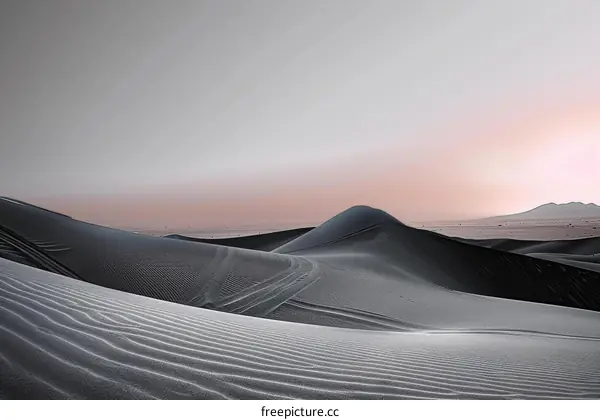 Black and White Sand Dunes in the Desert