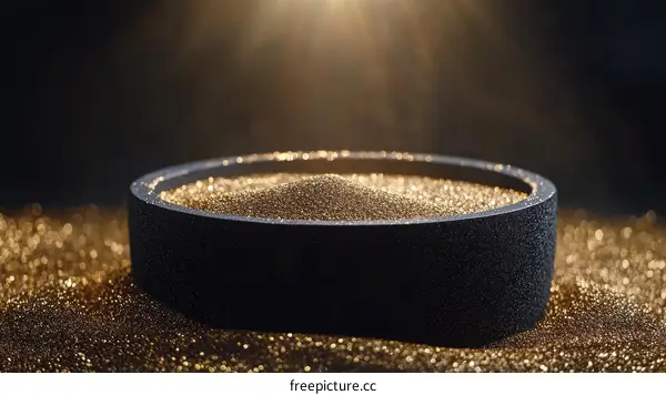 Golden Glitter in a Dark Bowl