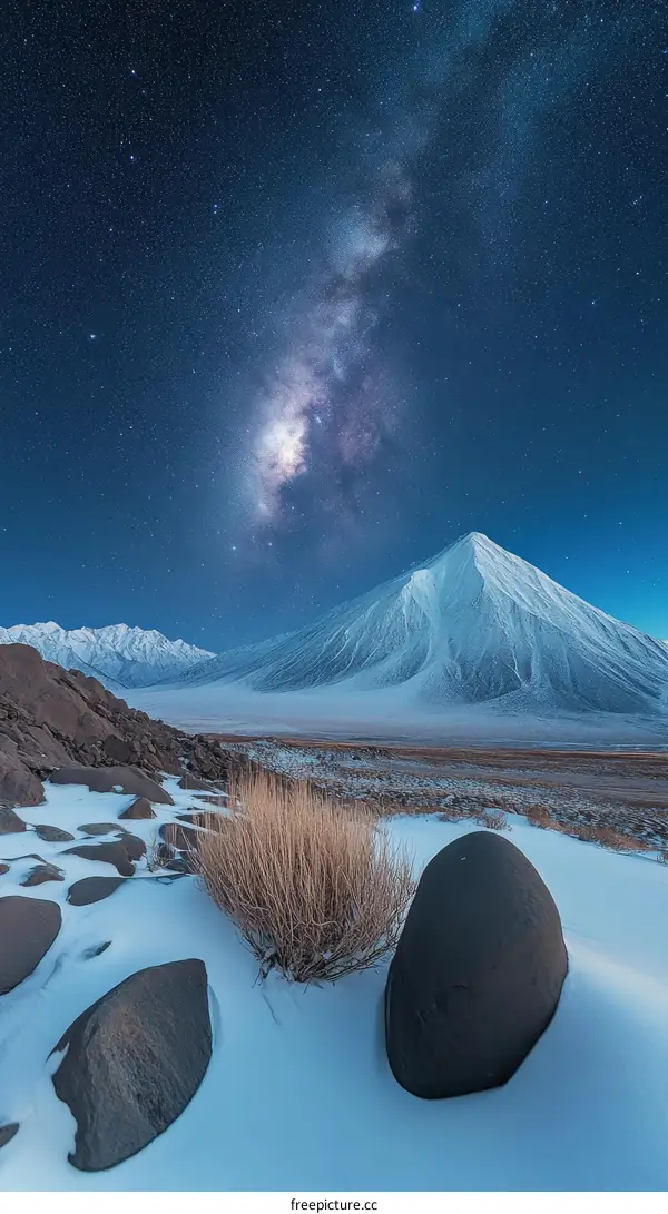 Winter Milky Way over Snowy Mountains
