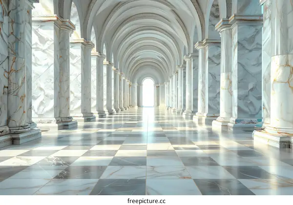 Perspective View of a Marble Corridor with Columns