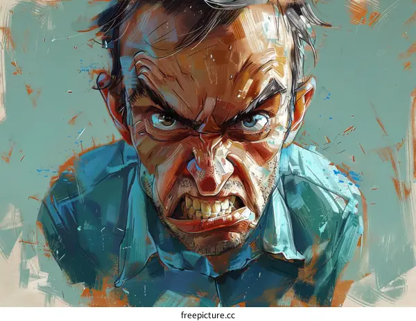 Angry Man Digital Art Illustration