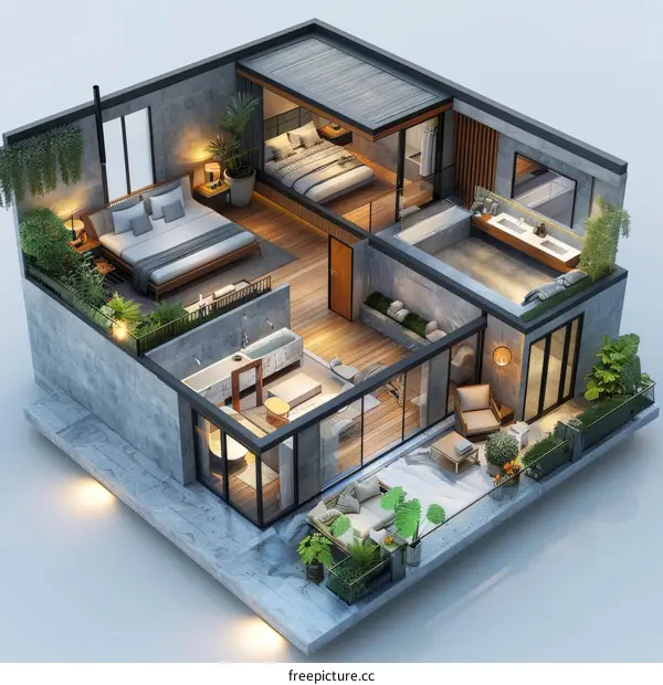 Modern Minimalist Apartment Floor Plan Illustration