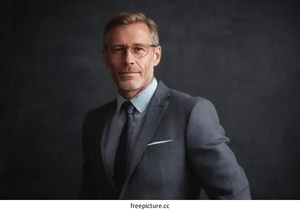 Businessman Portrait Against Dark Background