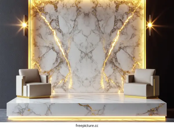 Luxury Modern Marble Interior Design with Accent Lighting