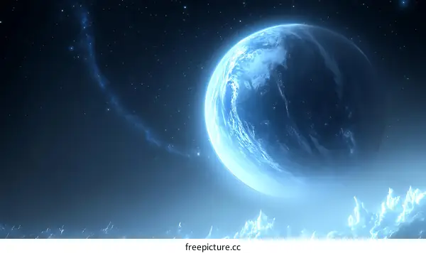 Celestial Planet in the Vast Space