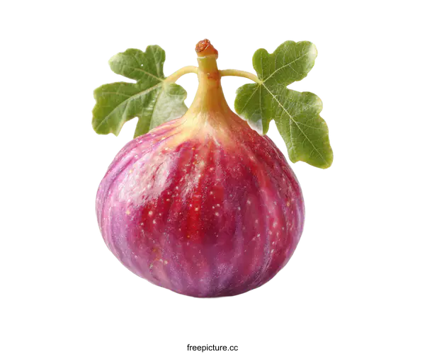 [Transparent Background PNG]Fresh Fig with Leaf Isolated on White Background