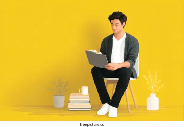 Casual Work Style illustration of a man working from home