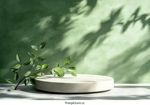 Elegant Green Background with Natural Branch