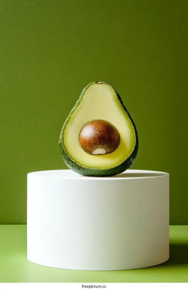 Fresh Avocado Half on White Display