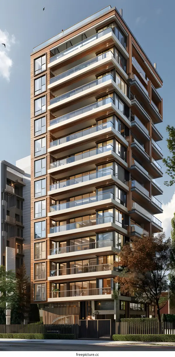 Modern Apartment Building with Balconies