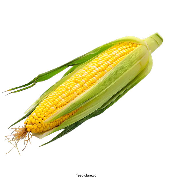 [Transparent Background PNG]Fresh Corn on the Cob with Husk