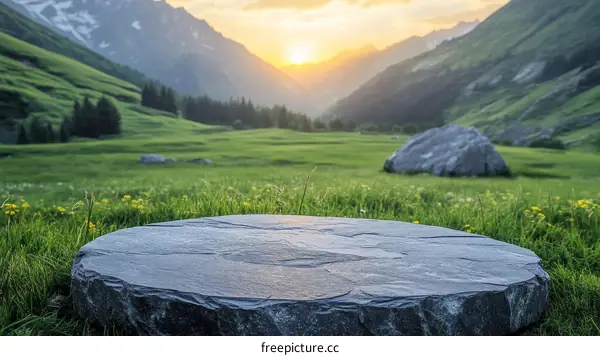 Mountain Meadow Sunset Display Stone