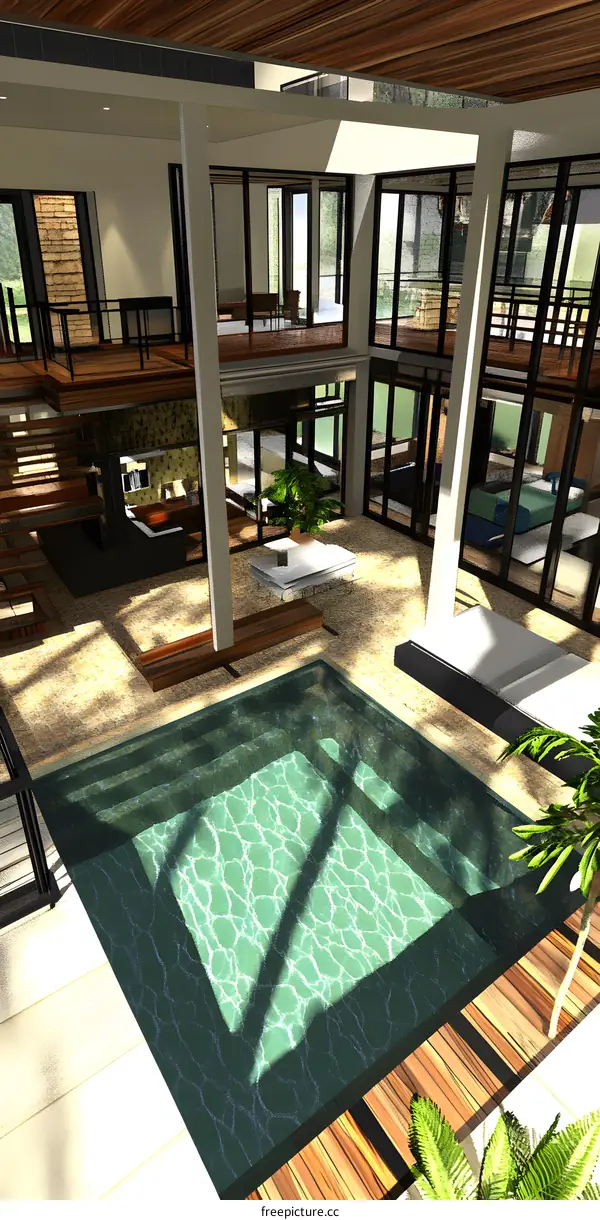 Modern Home Interior Design with Swimming Pool