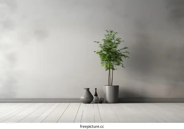 Minimalist Room with Potted Plant